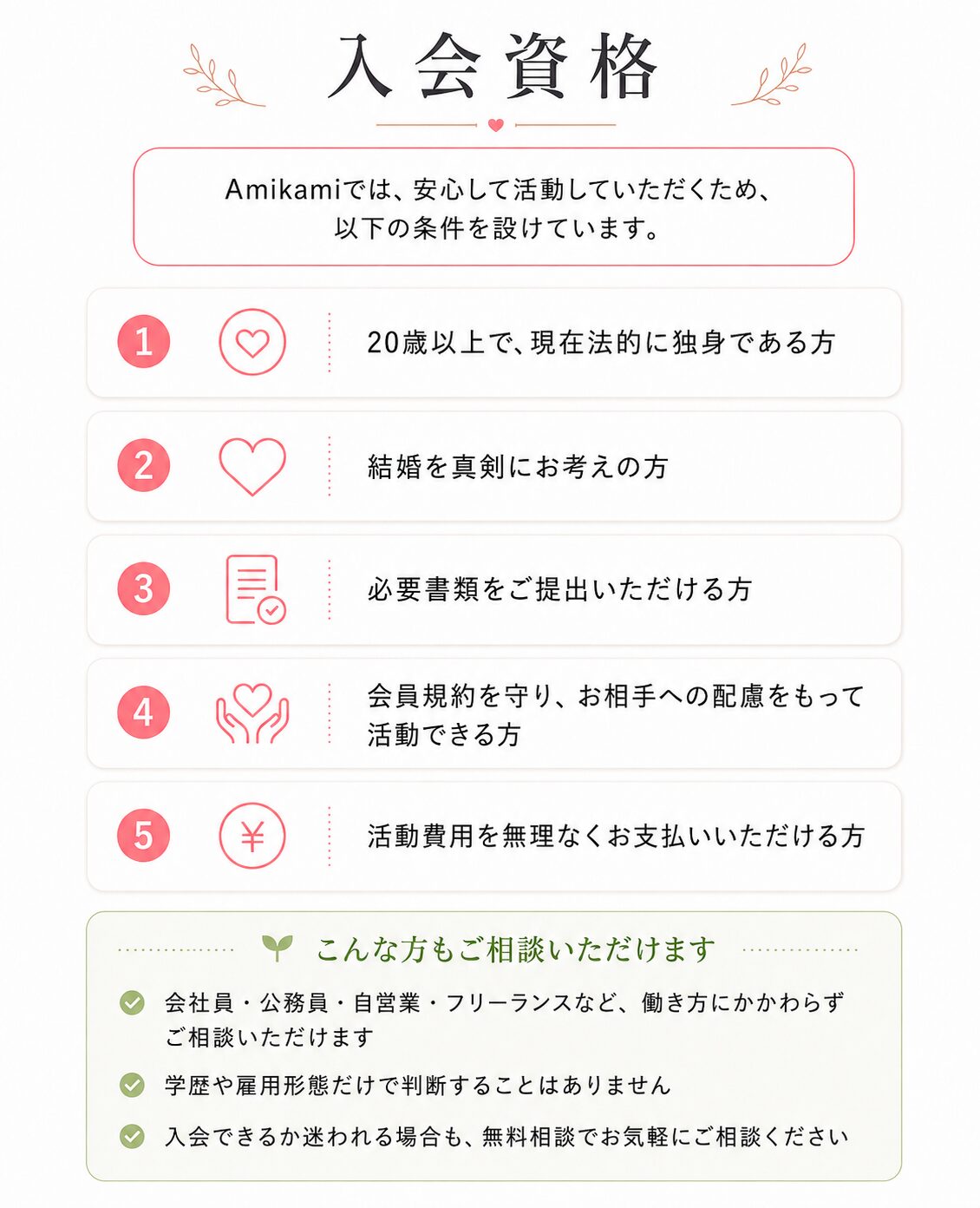 Amikamiの入会資格